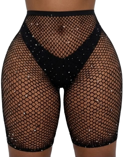 Fishnet Rhinestone Biker